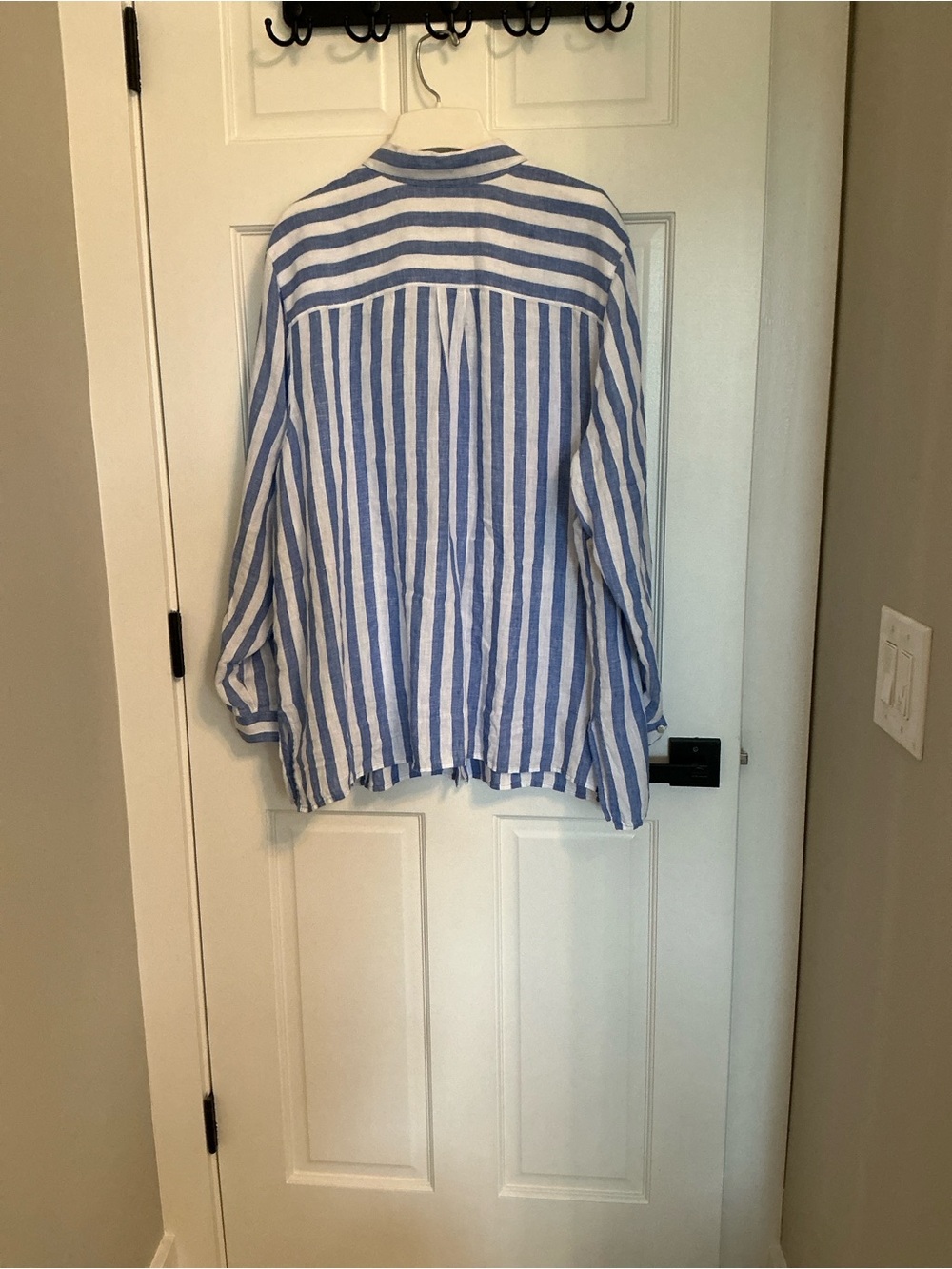 J. Jill Blue and White Striped Button-Down Shirt